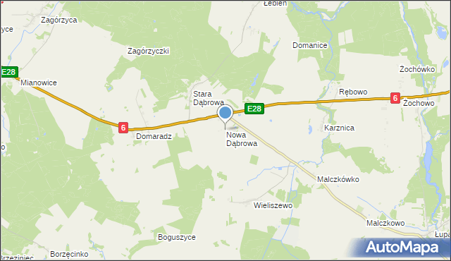 mapa Nowa Dąbrowa, Nowa Dąbrowa gmina Potęgowo na mapie Targeo